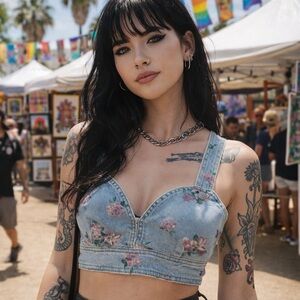 Women’s Cropped Denim Vest